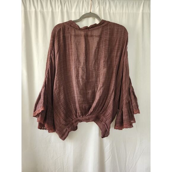 Free People kimono boho Rosebud Guaze Cotton Festival Hippie Grunge Peasant OS - Picture 12 of 12